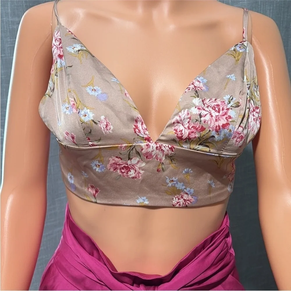 Blue Blush Floral Top and Pink Skirt Set